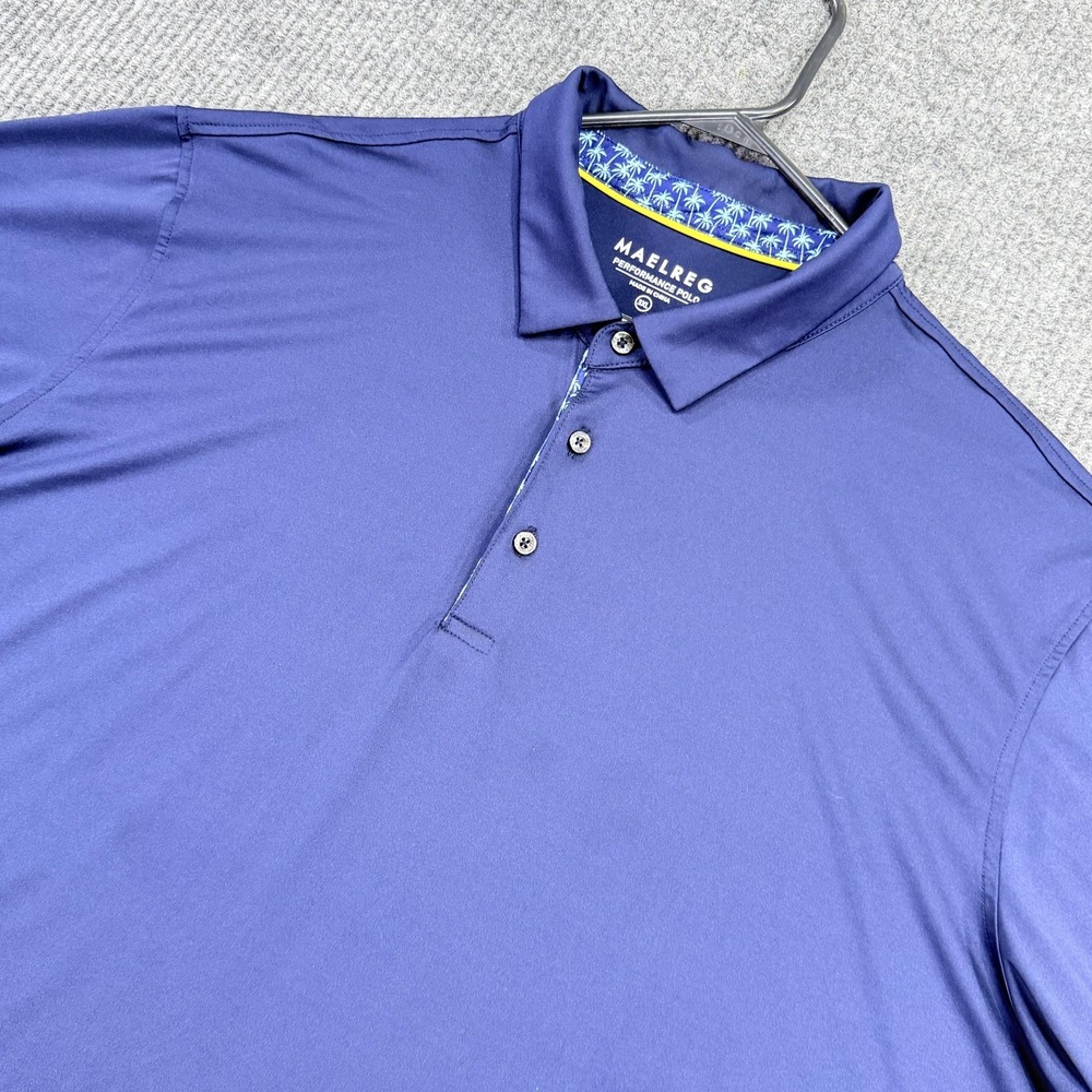 Maelreg Performance Polo Shirt Mens 3XL Blue‎ Solid Golf Stretch Lightweight Top